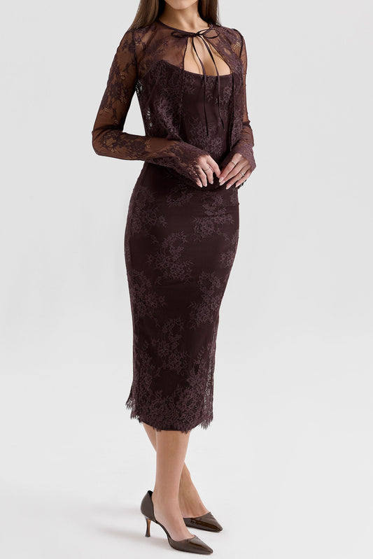 Lace Bolero Bodycon Midi Dress