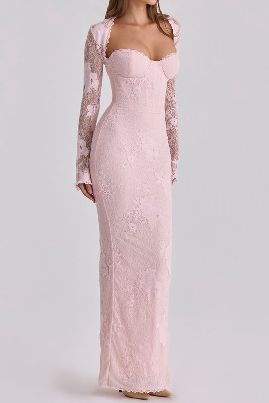Long Sleeve Lace Bodycon Maxi Dress