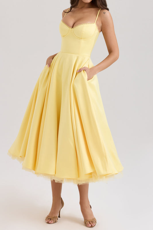 Bustier Full Skirt Midi Dress