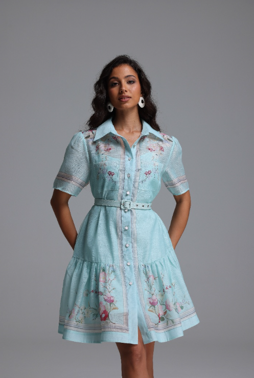 Nikuna Resort Flowy Short Sleeve Floral Print Woven Mini Dress