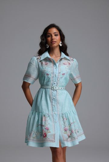 Nikuna Resort Flowy Short Sleeve Floral Print Woven Mini Dress