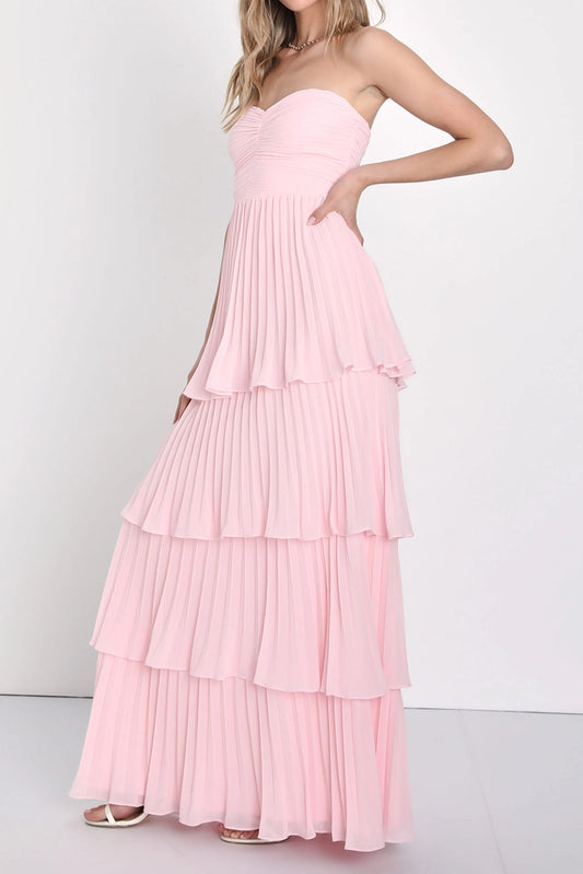 Tiered Ruffle Strapless Maxi Dress