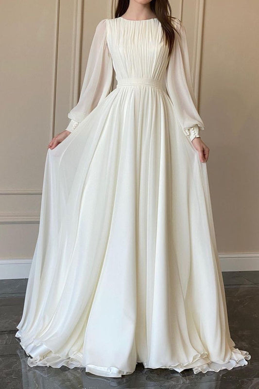 Long Sleeve Pleated Maxi Dress