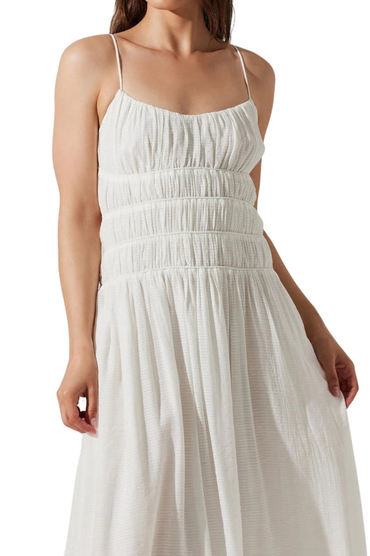 Spaghetti Strap Smocked Bodice Midi Dress
