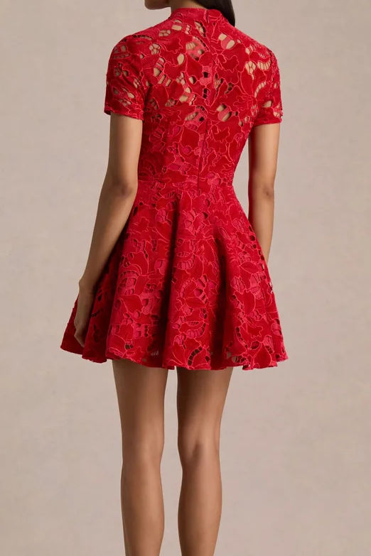 Cutout Lace High Waist Mini Dress
